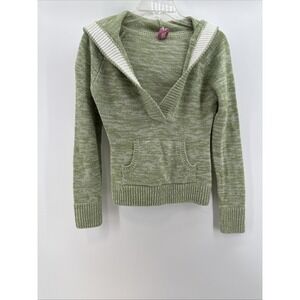 Derek Heart S Juniors Pullover Hooded Sweater Green Long Sleeve Size Medium